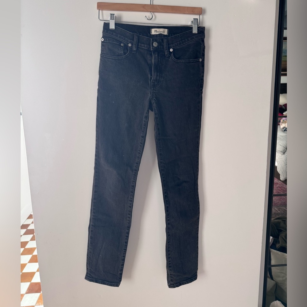 Madewell Slim Boy Jean Mid Rise Straight Leg Faded Black